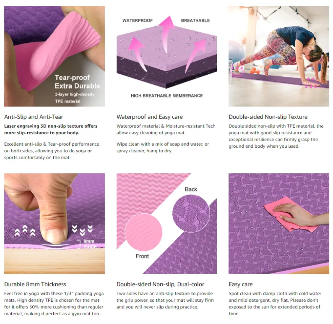 Double Layer Yoga Mat – Ultra-Durable, Non-Slip, Cushioning Support for Comfort & Stability