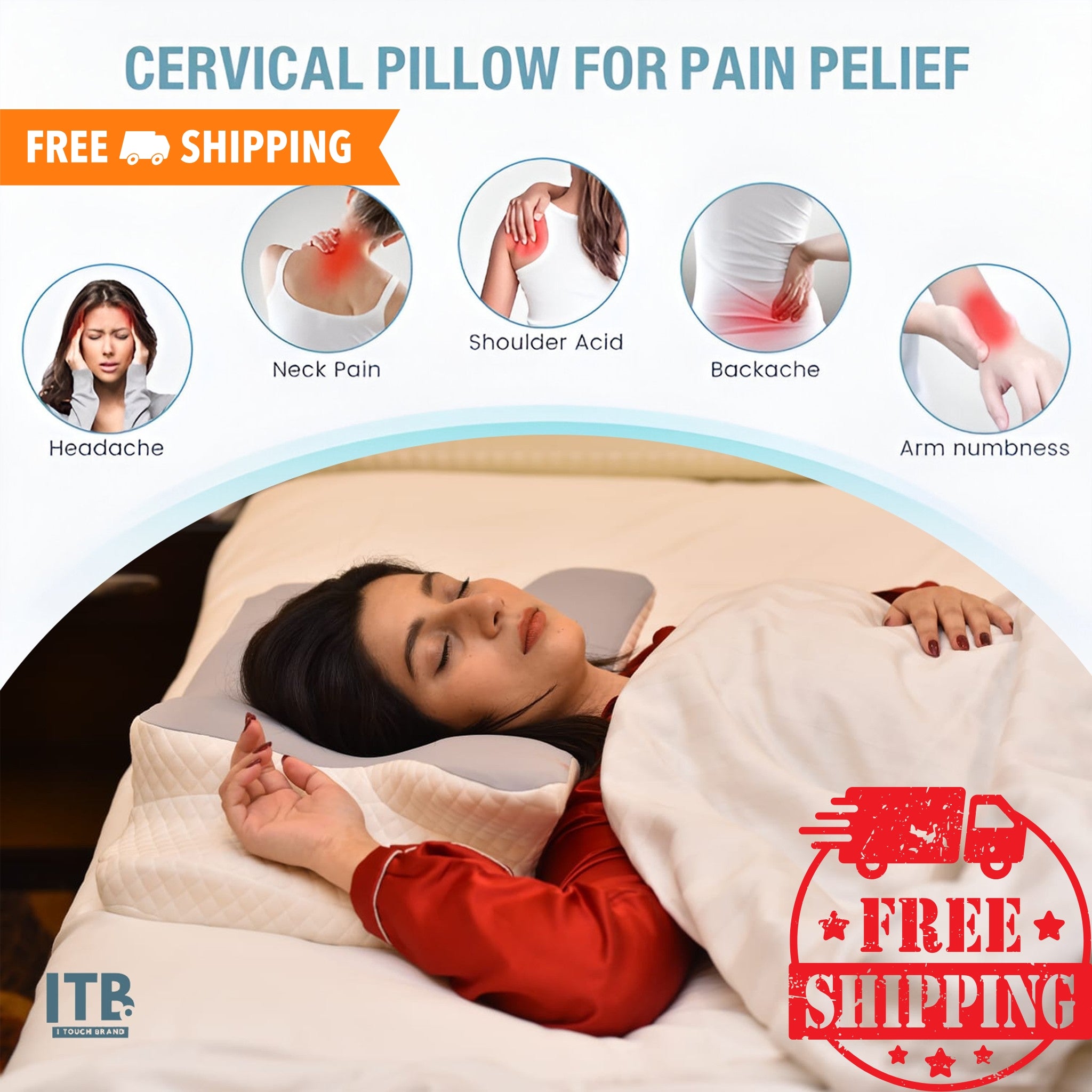 Cervical Pillow for Neck and Shoulder Support with armrest