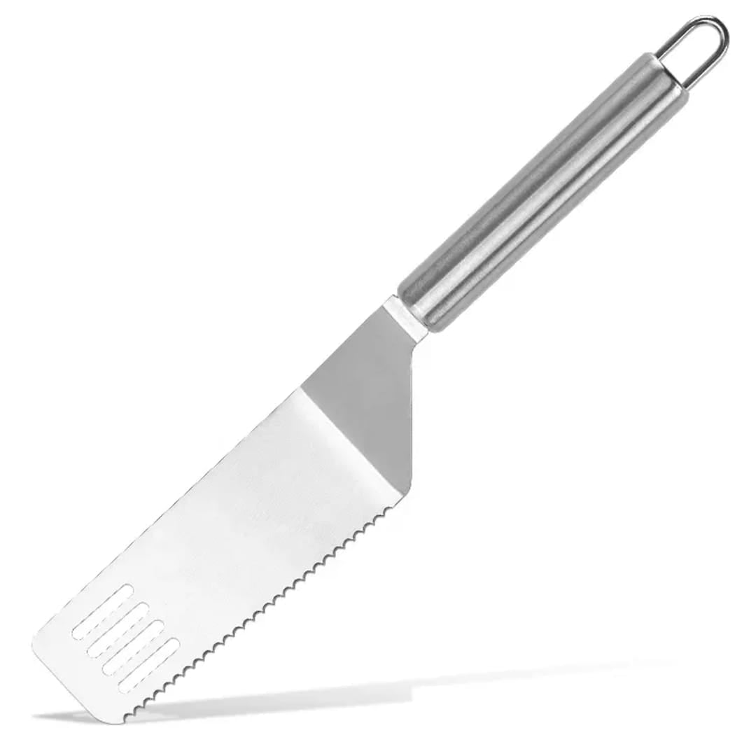 Stainless Steel Grill Turner Spatula – Heavy Duty, Extra-Long Handle for Safe Grilling & Flipping