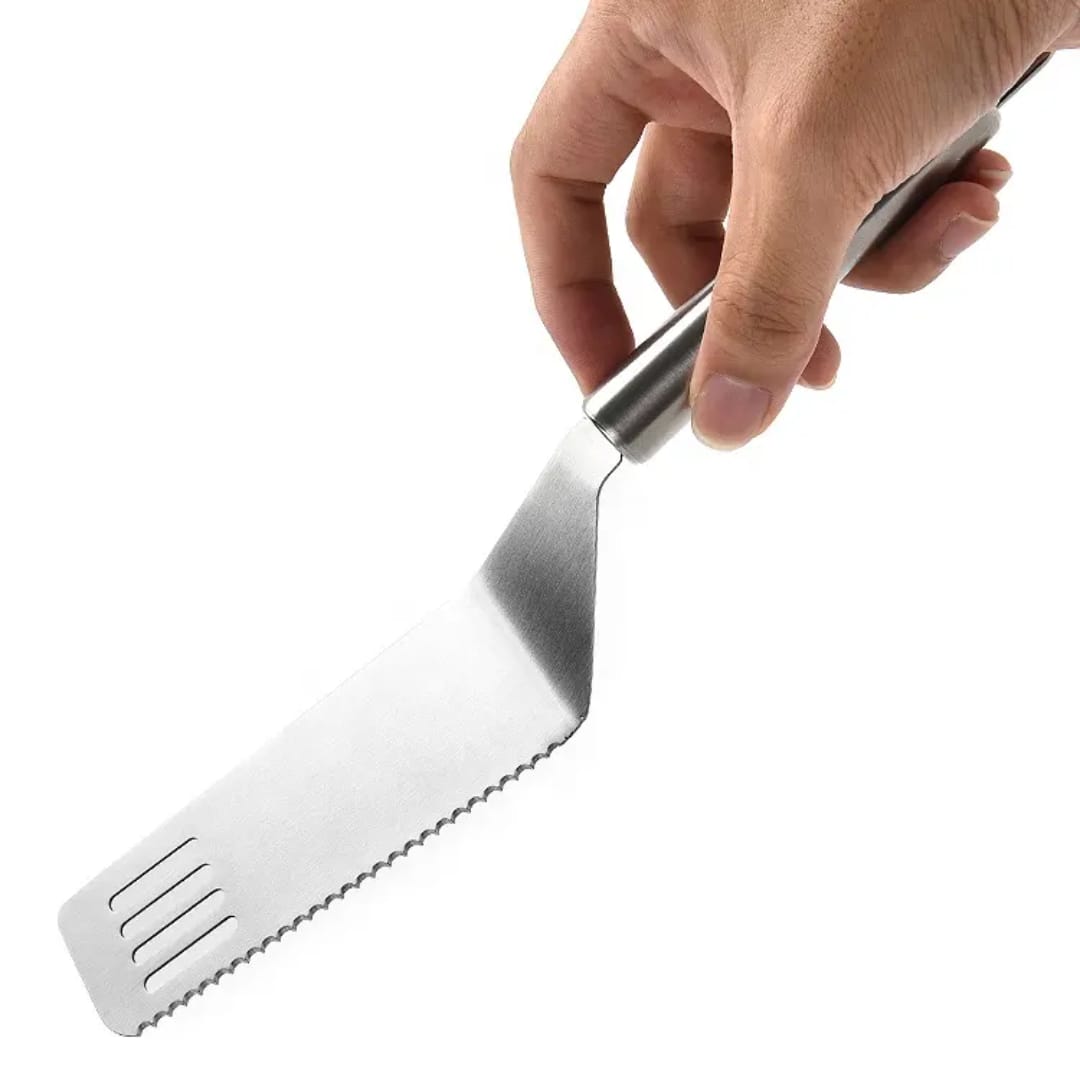 Stainless Steel Grill Turner Spatula – Heavy Duty, Extra-Long Handle for Safe Grilling & Flipping