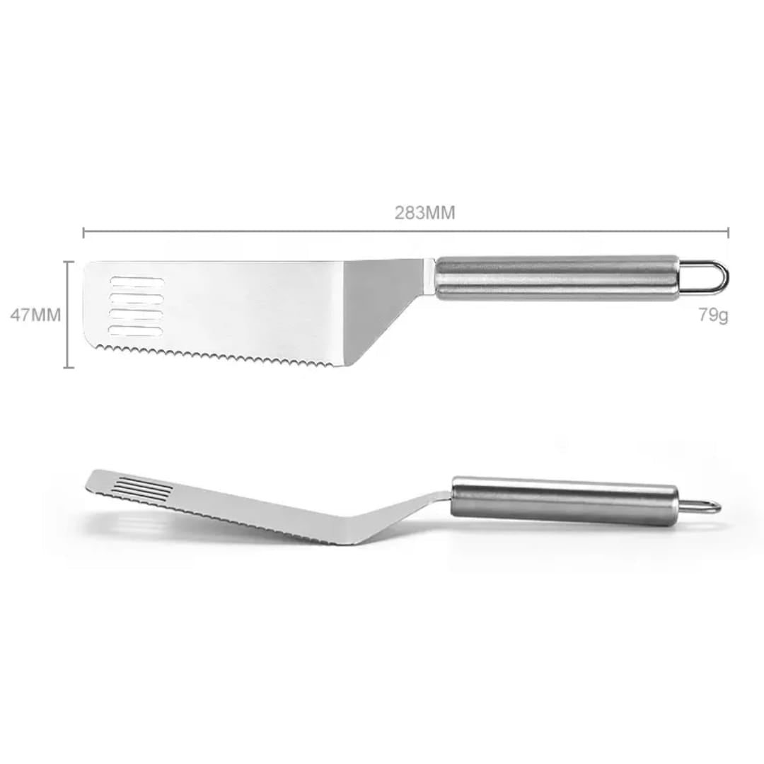 Stainless Steel Grill Turner Spatula – Heavy Duty, Extra-Long Handle for Safe Grilling & Flipping