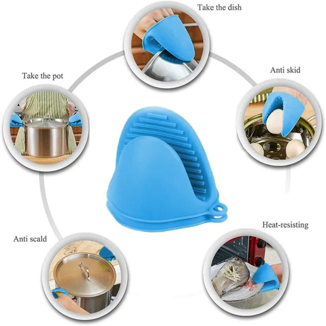 Silicone Kitchen Mitts – Heat-Resistant, Non-Slip, Waterproof Oven Gloves for Safe Cooking & Grilling