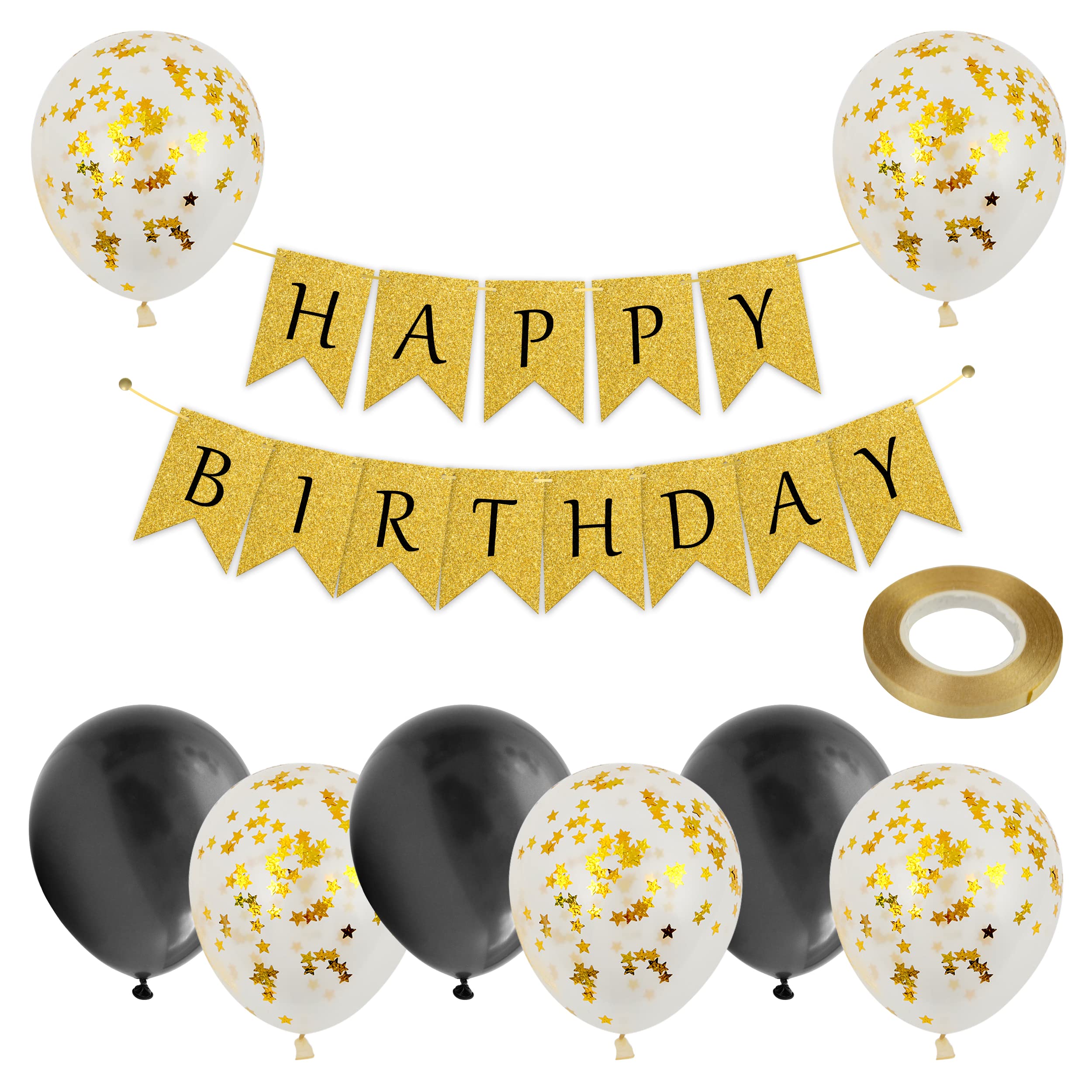 🎉 Happy Birthday Banner – Reusable Party Decoration for All Ages in Black