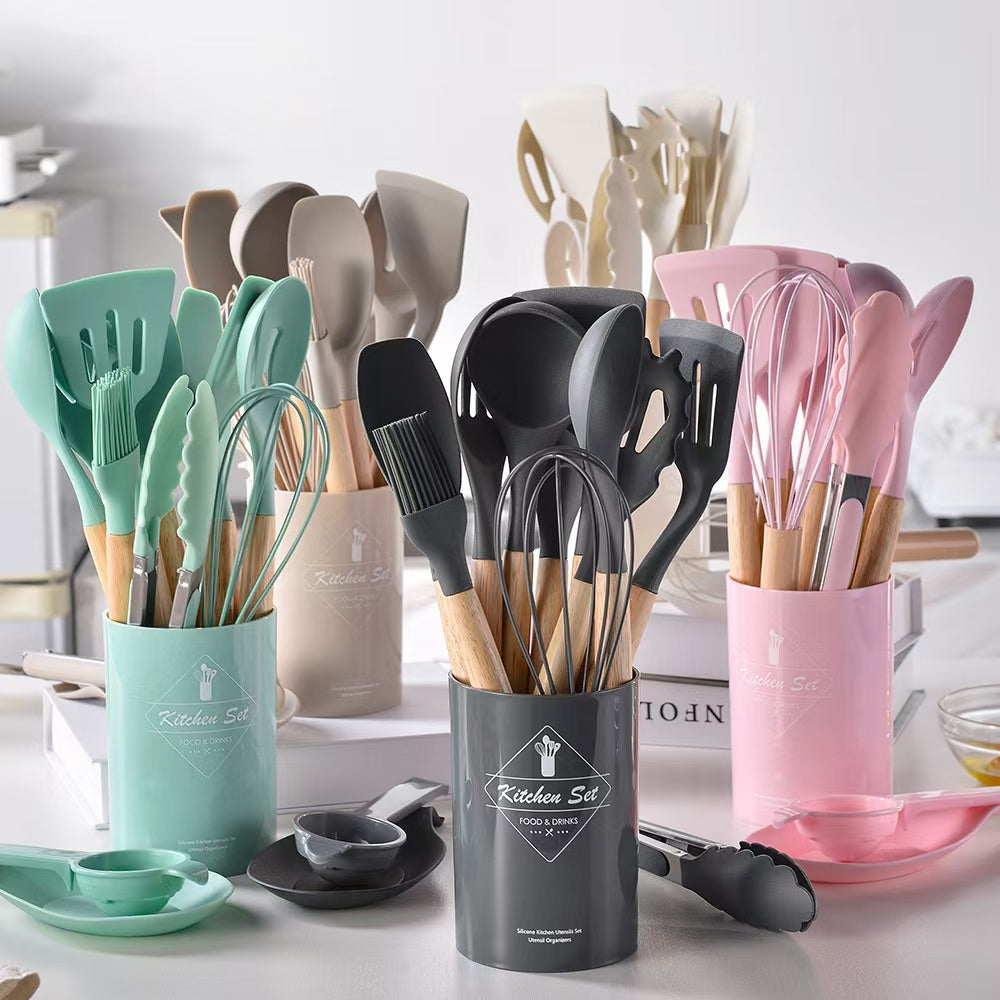 14-Piece Silicone Spatula Set – Heat-Resistant, Non-Stick, BPA-Free Cooking & Baking Utensils